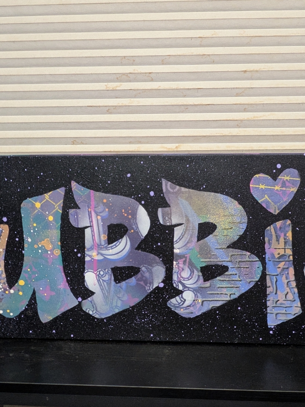 Custom Graffiti-Style Lettering Wall Art in Iridescent Pastels